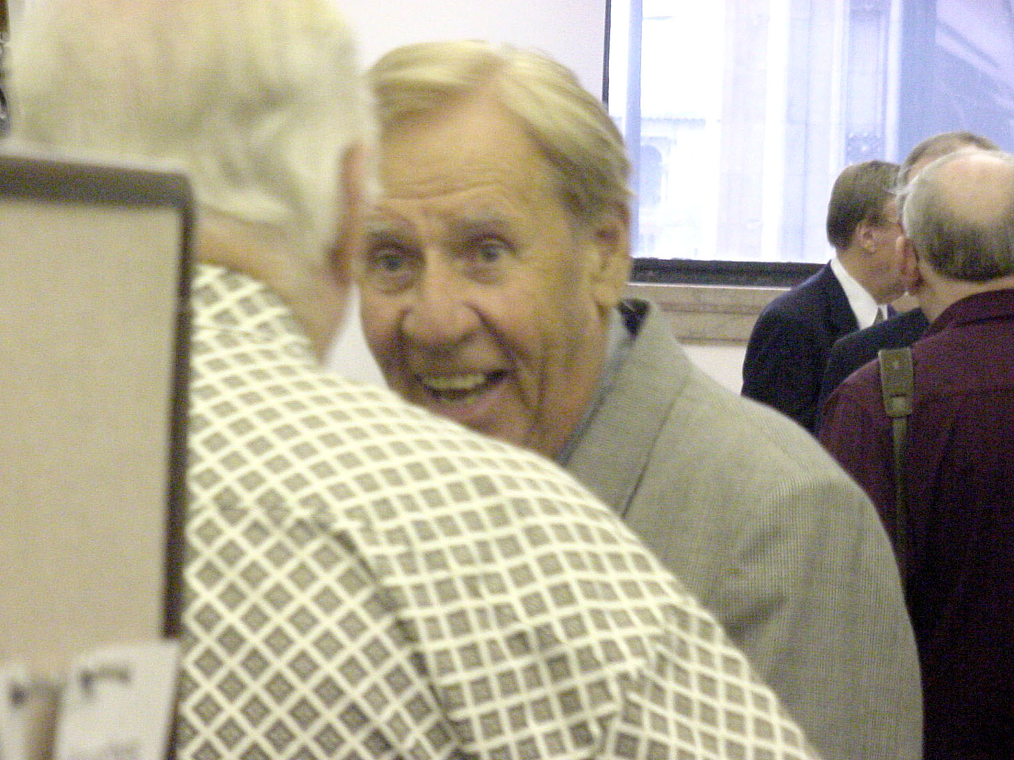 Ray at "Puppets, Pies, & Prizes" April 2001 at The MBC.  That's Elmer The Elephant's John Conrad with his back to the camera.  From The Video Veteran collection.  Photo by Greg West