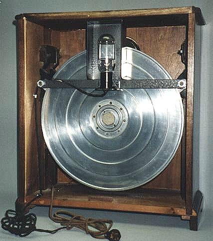 Inside of a Western television receiver.  Note the disc.